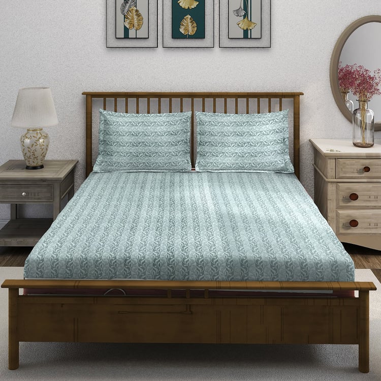 SWAYAM Ananda Cotton Printed 210TC 3Pcs King Fitted Bedsheet Set