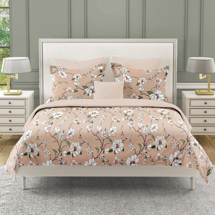SWAYAM Ananda Cotton Floral Print 210TC 3Pcs King Fitted Bedsheet Set