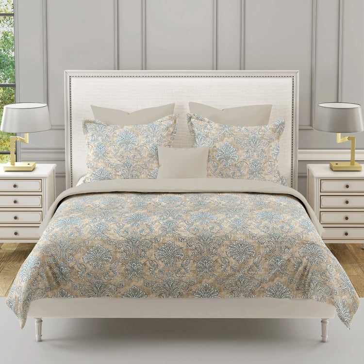 SWAYAM Ananda Cotton Printed 210TC 3Pcs King Fitted Bedsheet Set