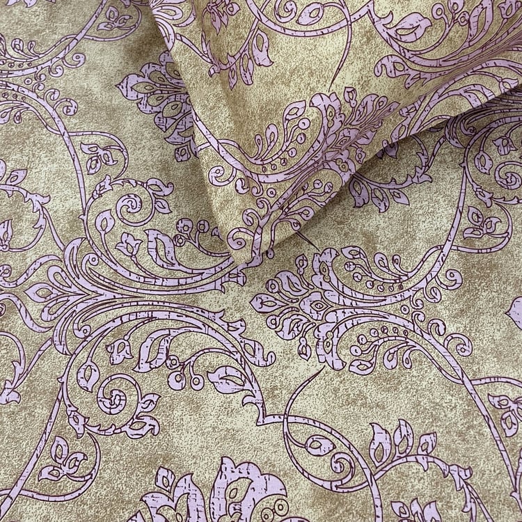 SWAYAM Ananda Cotton Printed 210TC 3Pcs King Fitted Bedsheet Set