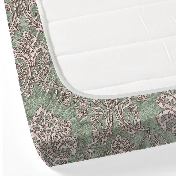 SWAYAM Ananda Cotton Printed 210TC 3Pcs King Fitted Bedsheet Set