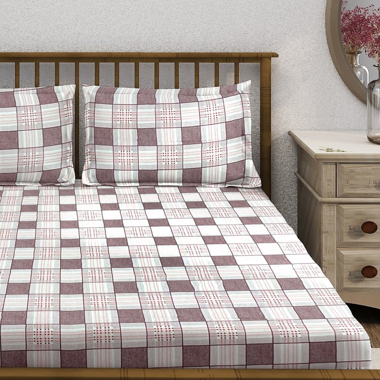 SWAYAM Ananda Cotton Printed 210TC 3Pcs King Fitted Bedsheet Set
