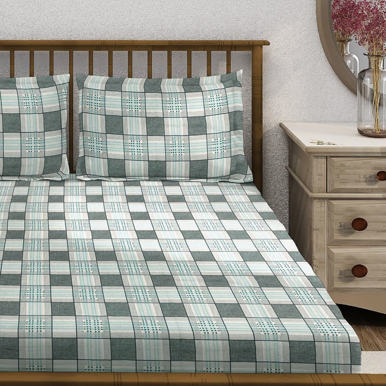 SWAYAM Ananda Cotton Printed 210TC 3Pcs King Fitted Bedsheet Set