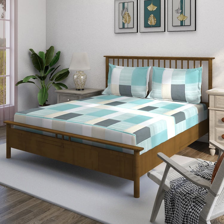 SWAYAM Ananda Cotton Printed 210TC 3Pcs King Fitted Bedsheet Set
