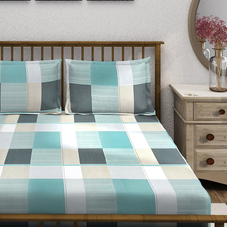 SWAYAM Ananda Cotton Printed 210TC 3Pcs King Fitted Bedsheet Set