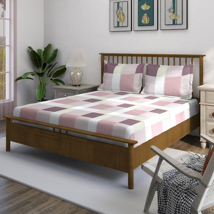 SWAYAM Ananda Cotton Printed 210TC 3Pcs King Fitted Bedsheet Set