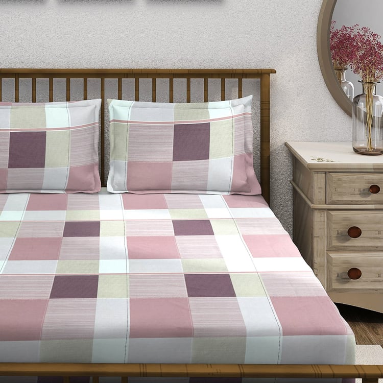 SWAYAM Ananda Cotton Printed 210TC 3Pcs King Fitted Bedsheet Set
