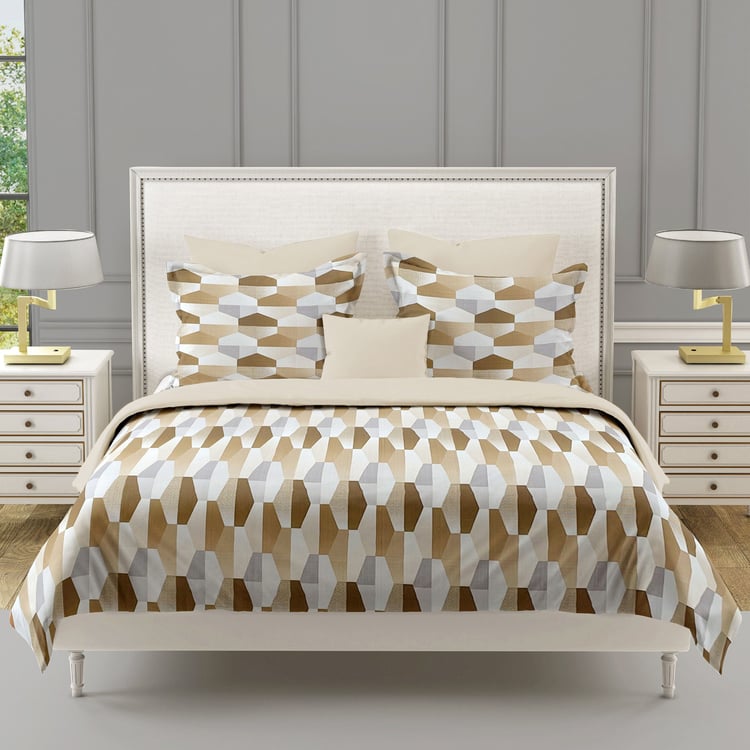 SWAYAM Ananda Cotton Printed 210TC 3Pcs King Fitted Bedsheet Set