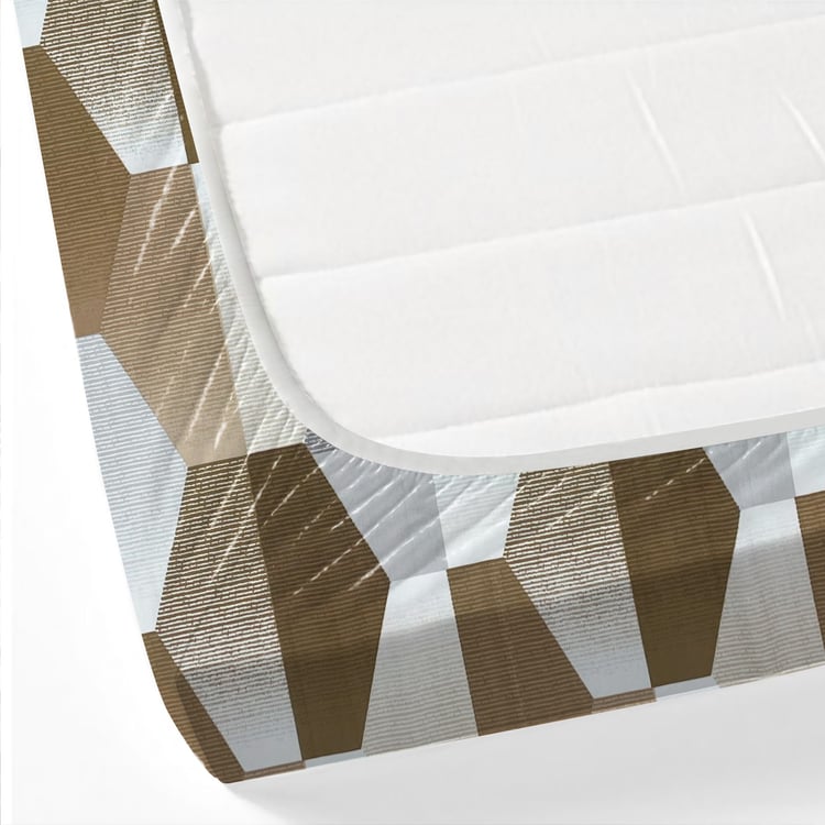 SWAYAM Ananda Cotton Printed 210TC 3Pcs King Fitted Bedsheet Set