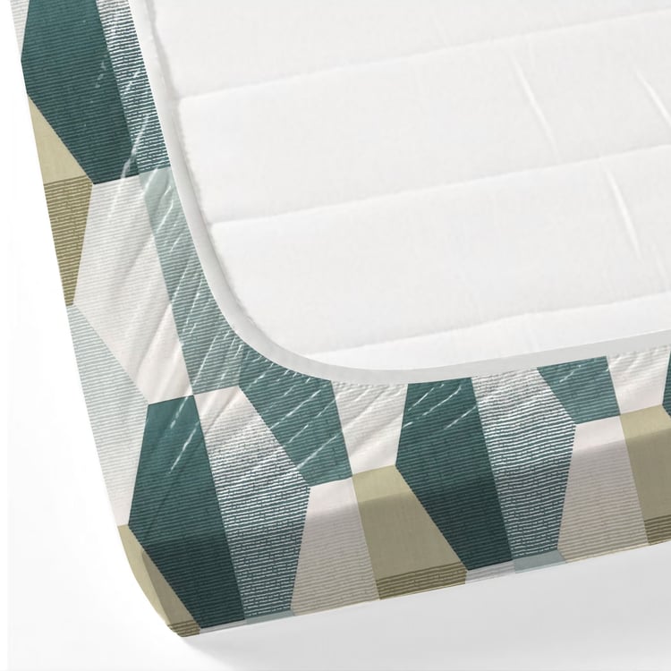 SWAYAM Ananda Cotton Printed 210TC 3Pcs King Fitted Bedsheet Set