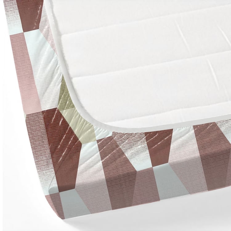 SWAYAM Ananda Cotton Printed 210TC 3Pcs King Fitted Bedsheet Set