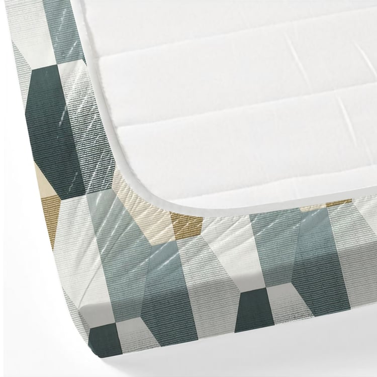 SWAYAM Ananda Cotton Printed 210TC 3Pcs King Fitted Bedsheet Set