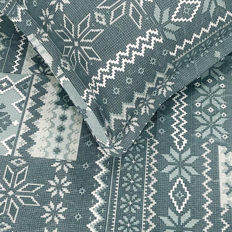 SWAYAM Ananda Cotton Printed 210TC 3Pcs King Fitted Bedsheet Set