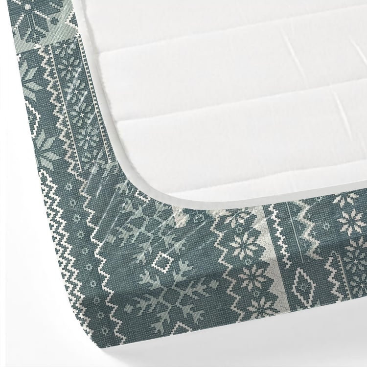 SWAYAM Ananda Cotton Printed 210TC 3Pcs King Fitted Bedsheet Set