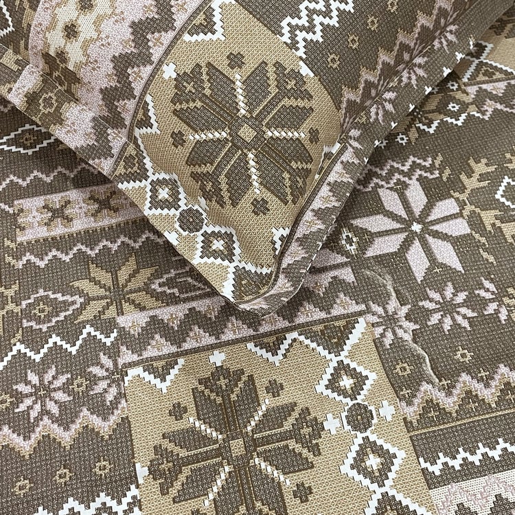 SWAYAM Ananda Cotton Printed 210TC 3Pcs King Fitted Bedsheet Set