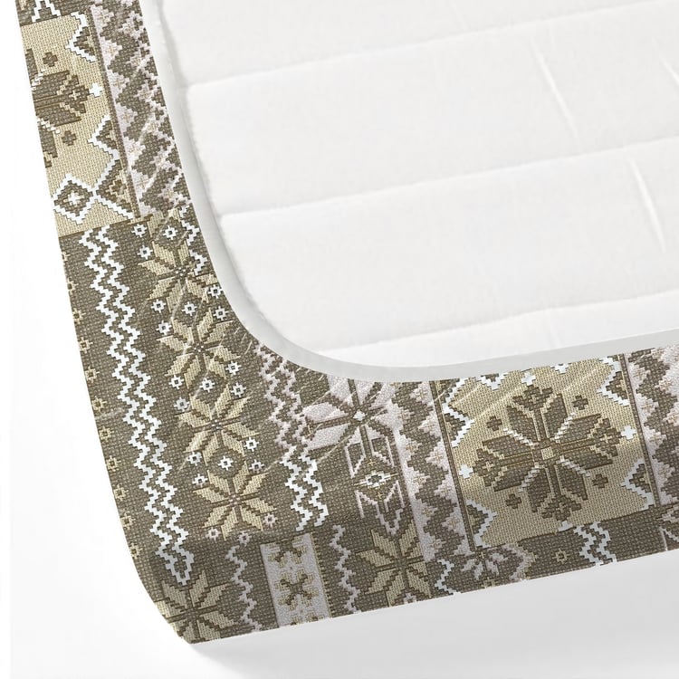 SWAYAM Ananda Cotton Printed 210TC 3Pcs King Fitted Bedsheet Set