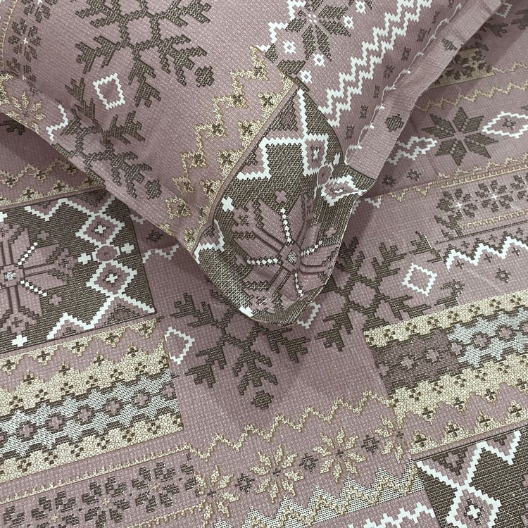 SWAYAM Ananda Cotton Printed 210TC 3Pcs King Fitted Bedsheet Set