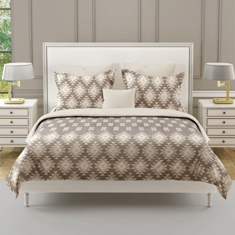 SWAYAM Ananda Cotton Printed 210TC 3Pcs King Fitted Bedsheet Set