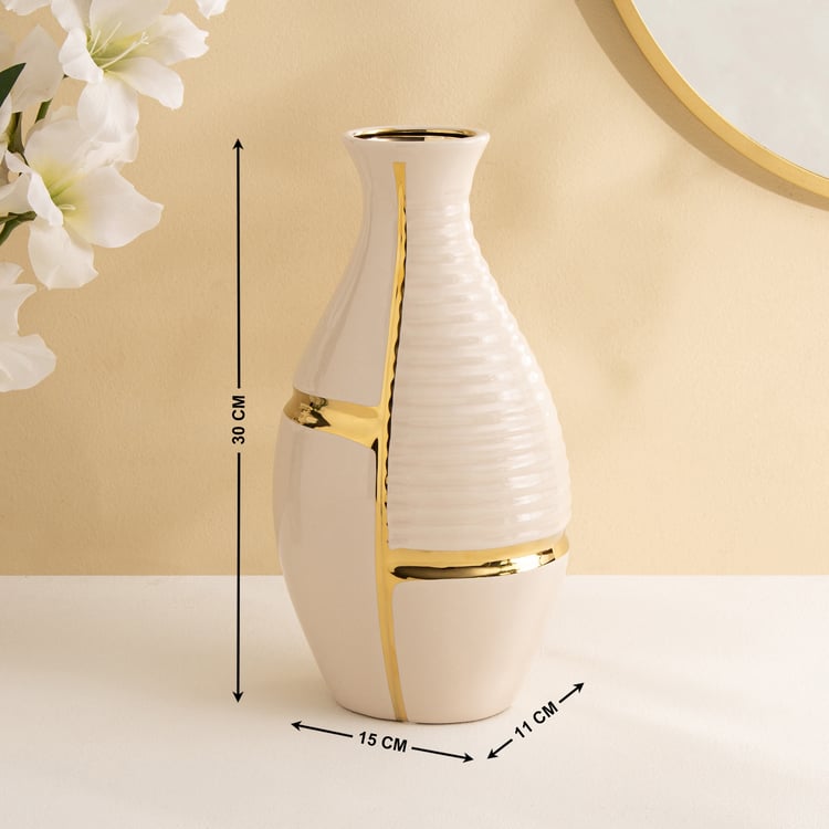 Canova Opt Aviora Ceramic Ribbed Vase - Large