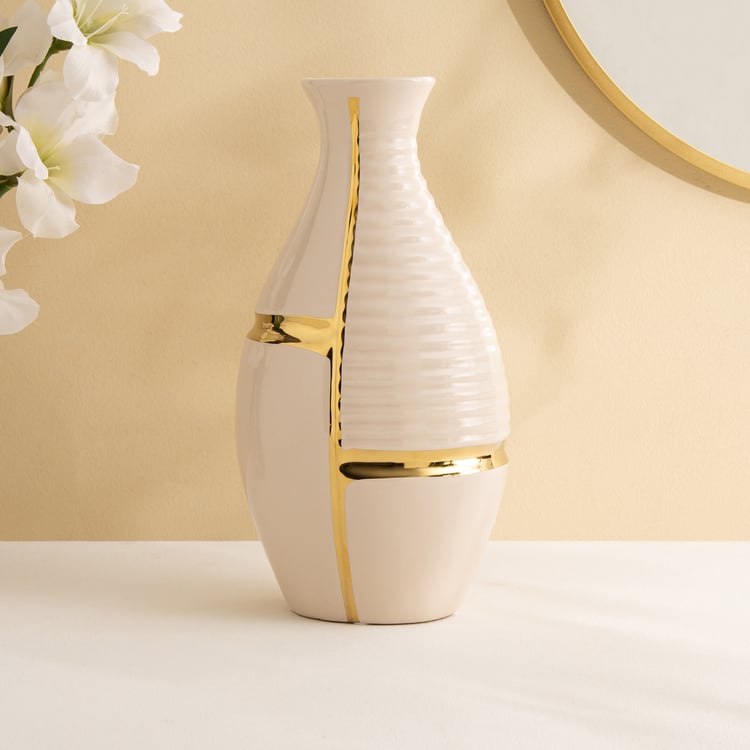Canova Opt Aviora Ceramic Ribbed Vase - Large