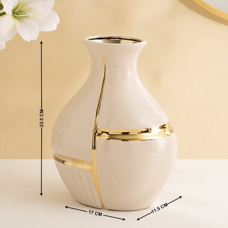 Canova Opt Aviora Ceramic Ribbed Vase - Small
