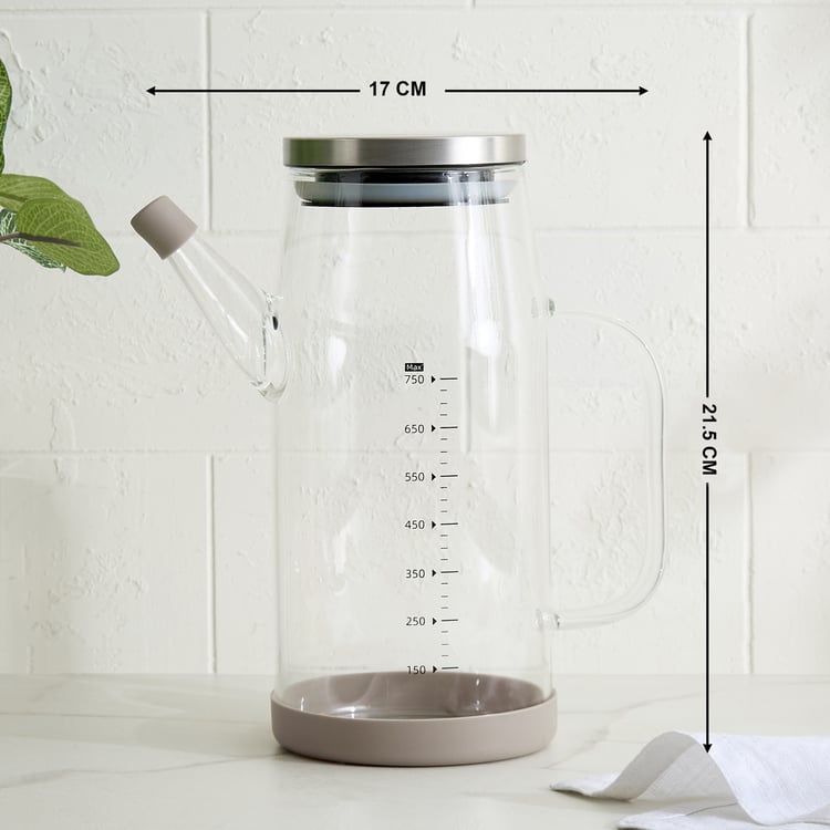 Pamolive Meridian Borosilicate Glass Oil Dispenser with Handle - 750ml