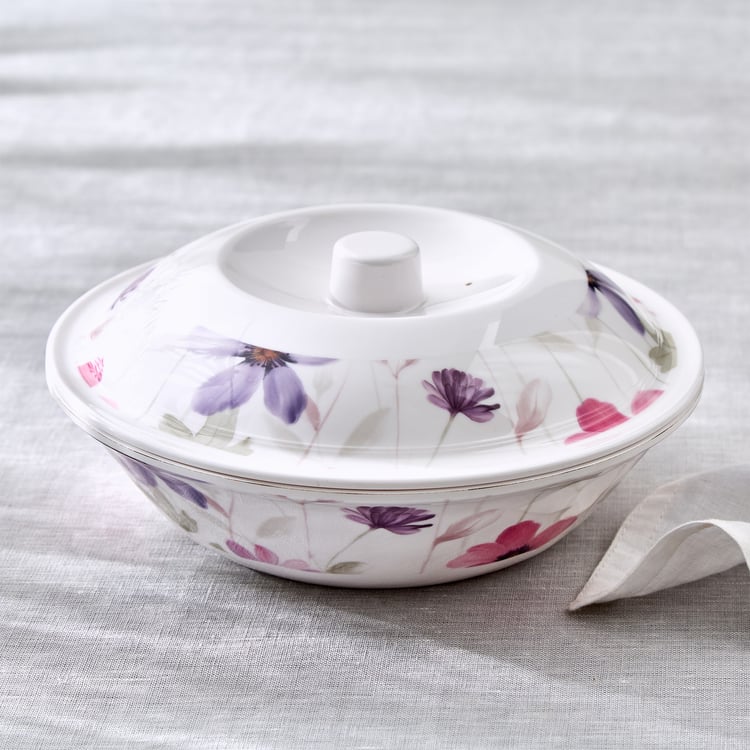 Meadows Mystic Garden Melamine Printed Serving Bowl with Lid - 1.4L