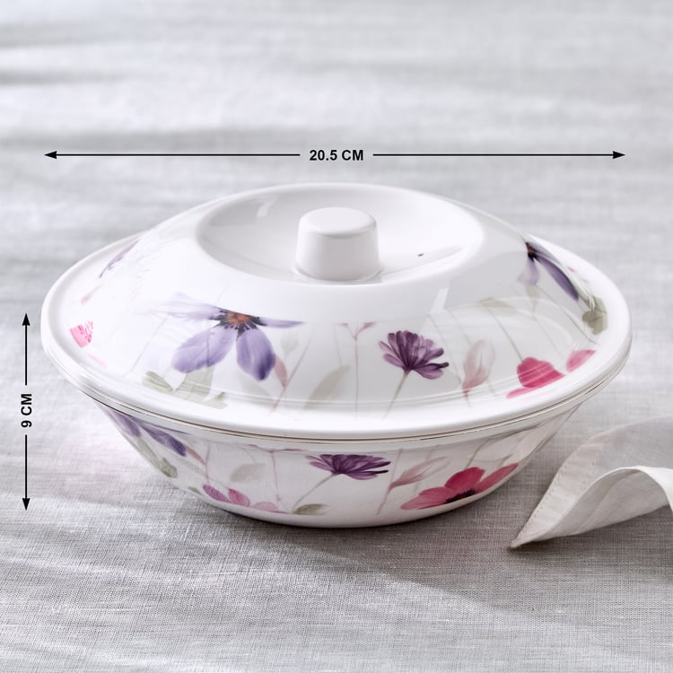 Meadows Mystic Garden Melamine Printed Serving Bowl with Lid - 1.4L