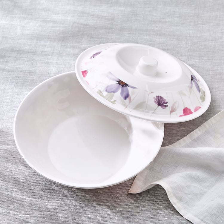 Meadows Mystic Garden Melamine Printed Serving Bowl with Lid - 1.4L
