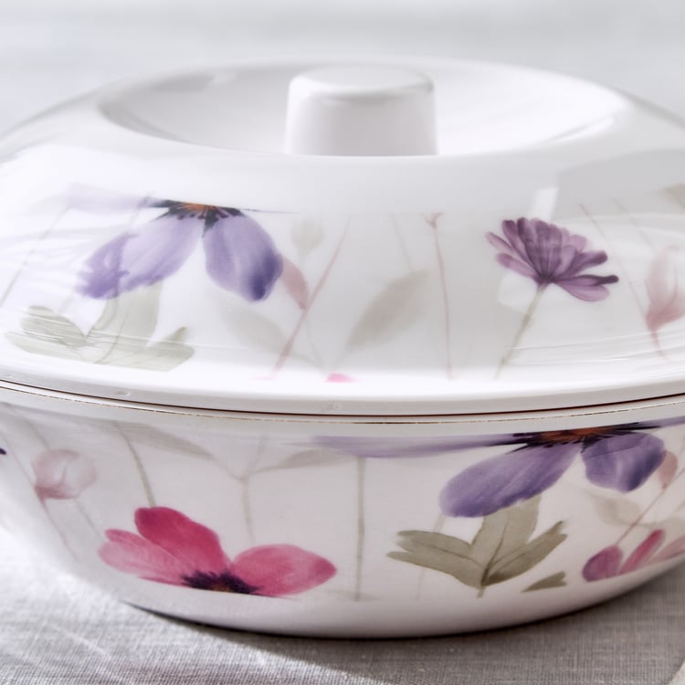 Meadows Mystic Garden Melamine Printed Serving Bowl with Lid - 1.4L