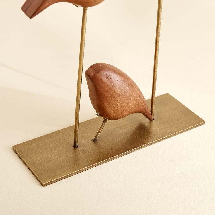 Fawn Wooden Bird Taper Candle Holder