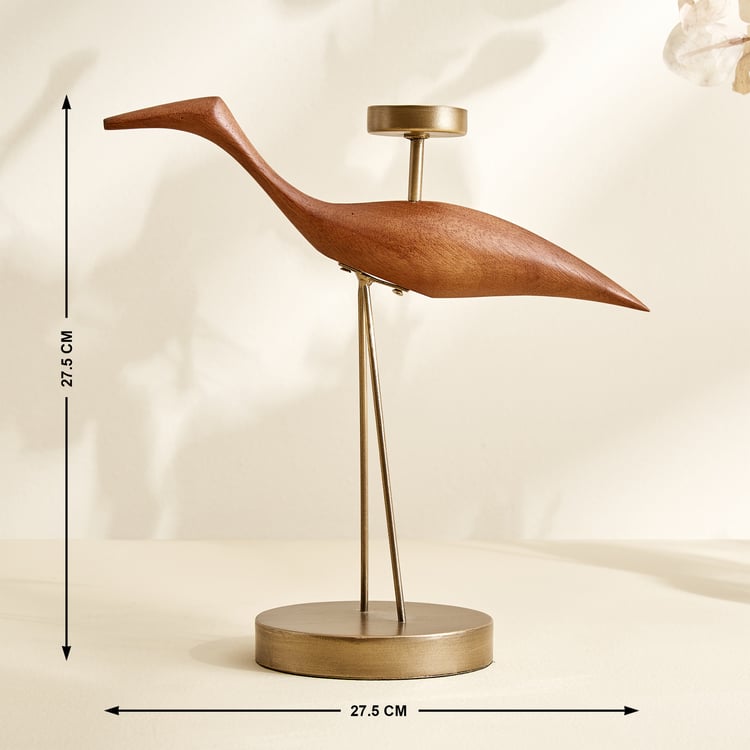 Fawn Wooden Bird T-Light Holder