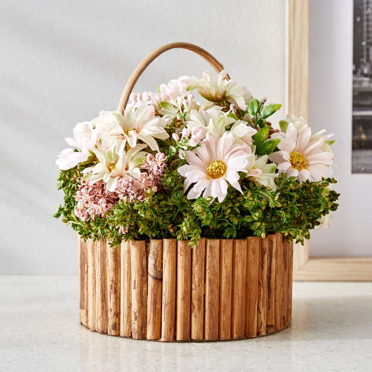 Gloria Floret Natural Dried Flowers with Bamboo Basket