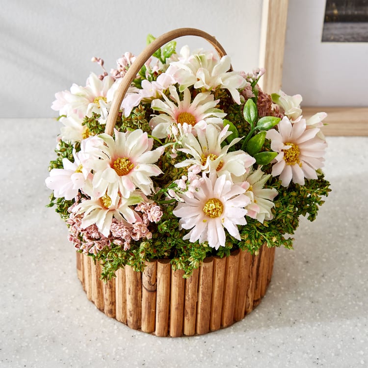 Gloria Floret Natural Dried Flowers with Bamboo Basket