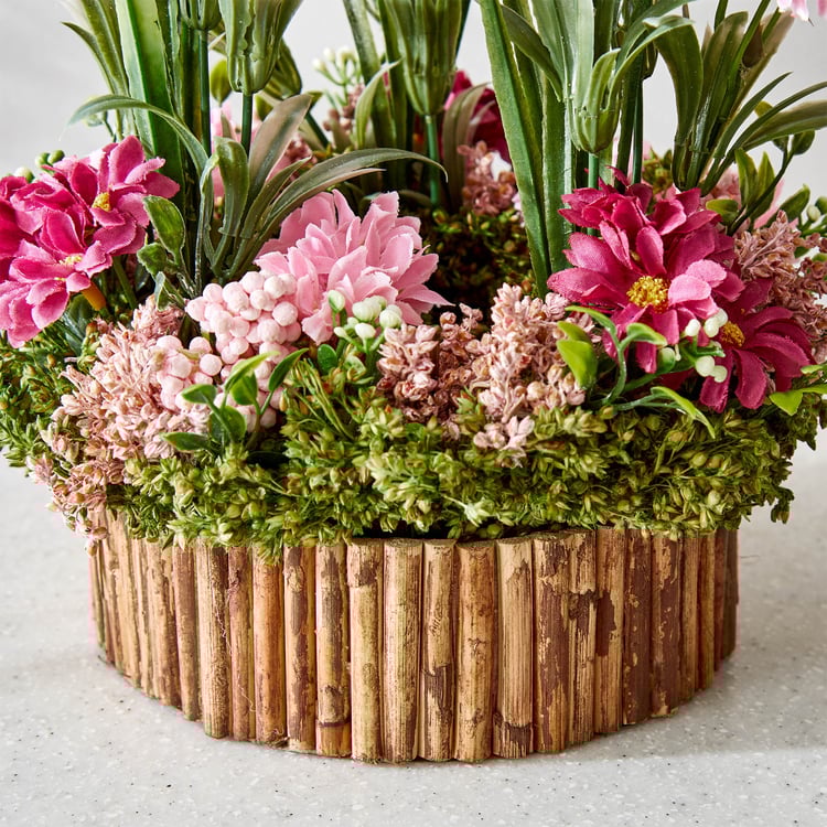 Gloria Floret Natural Dried Flowers with Bamboo Fence