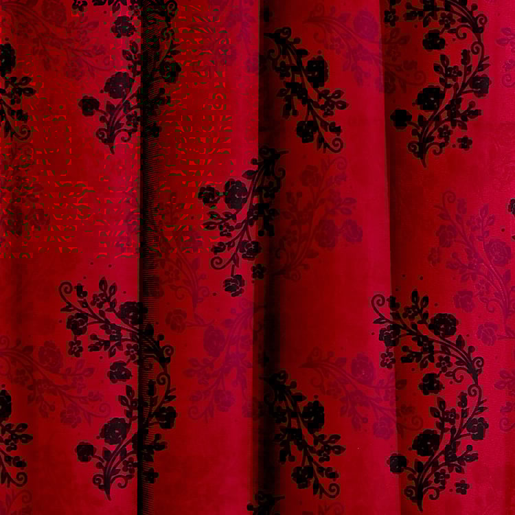 CORTINA Set of 2 Floral Print Light Filtering Door Curtains - 7ft