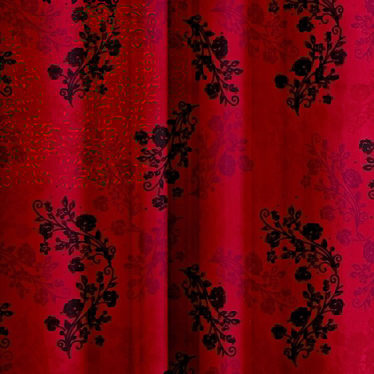 CORTINA Set of 2 Floral Print Light Filtering Door Curtains - 7ft