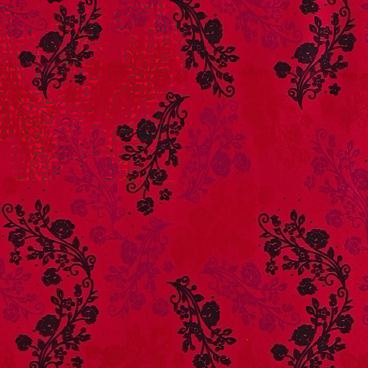 CORTINA Set of 2 Floral Print Light Filtering Door Curtains - 7ft