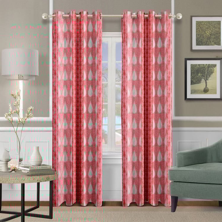 CORTINA Set of 2 Printed Light Filtering Door Curtains - 7ft