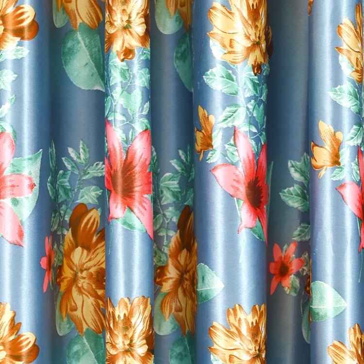 CORTINA Set of 2 Floral Print Light Filtering Door Curtains - 7ft