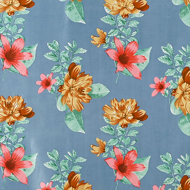 CORTINA Set of 2 Floral Print Light Filtering Door Curtains - 7ft