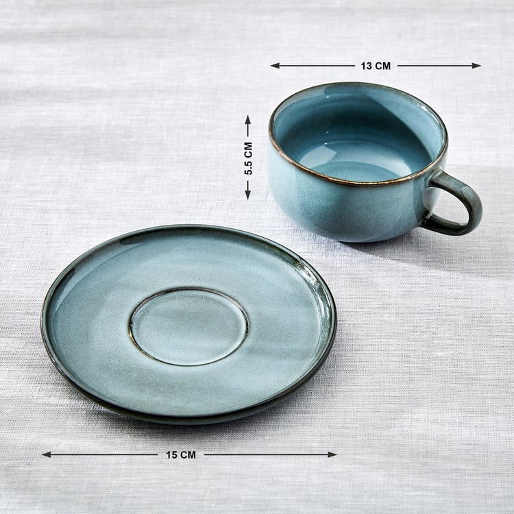 Cadenza Seafoam Stoneware Printed Cup and Saucer - 280ml