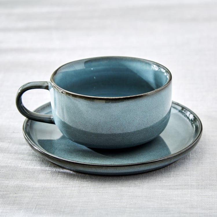 Cadenza Seafoam Stoneware Printed Cup and Saucer - 280ml
