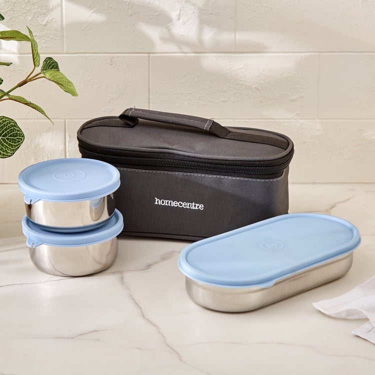 Korobka Taze Set of 3 Stainless Steel Lunch Box with Bag