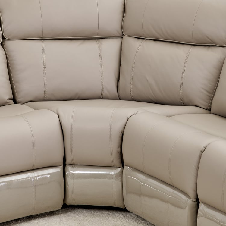Torino Half Leather 6-Seater Corner Electric Recliner - Grey