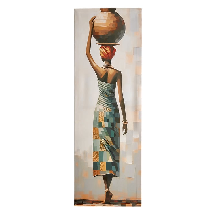 Brezza African Set of 2 Canvas Standing Lady Picture Frames - 30x90cm