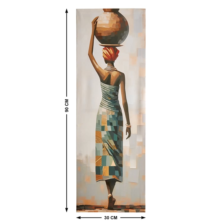 Brezza African Set of 2 Canvas Standing Lady Picture Frames - 30x90cm