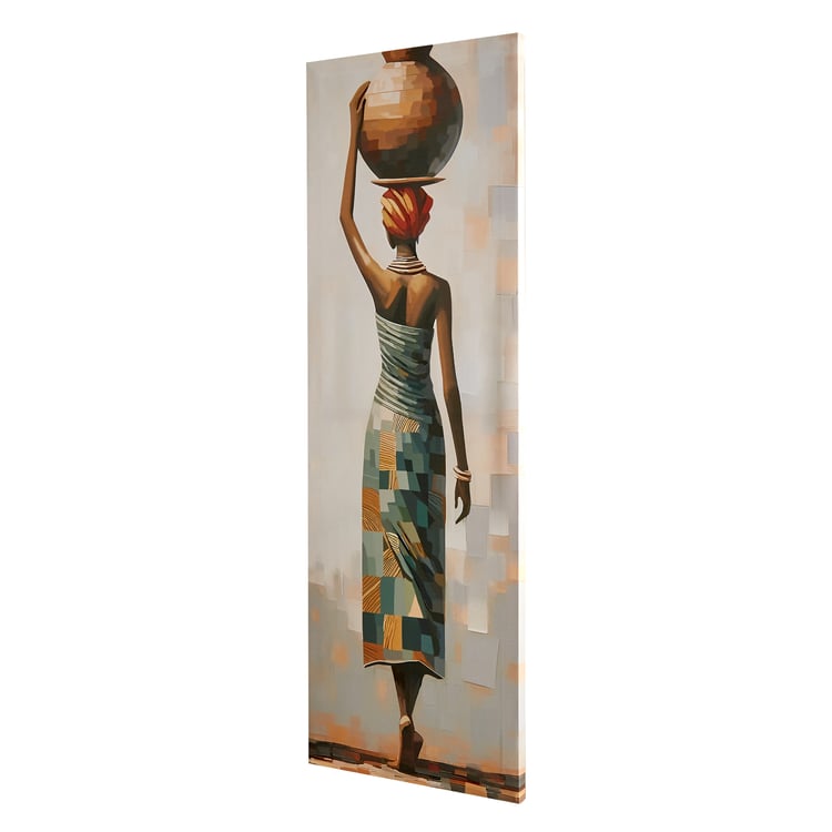 Brezza African Set of 2 Canvas Standing Lady Picture Frames - 30x90cm