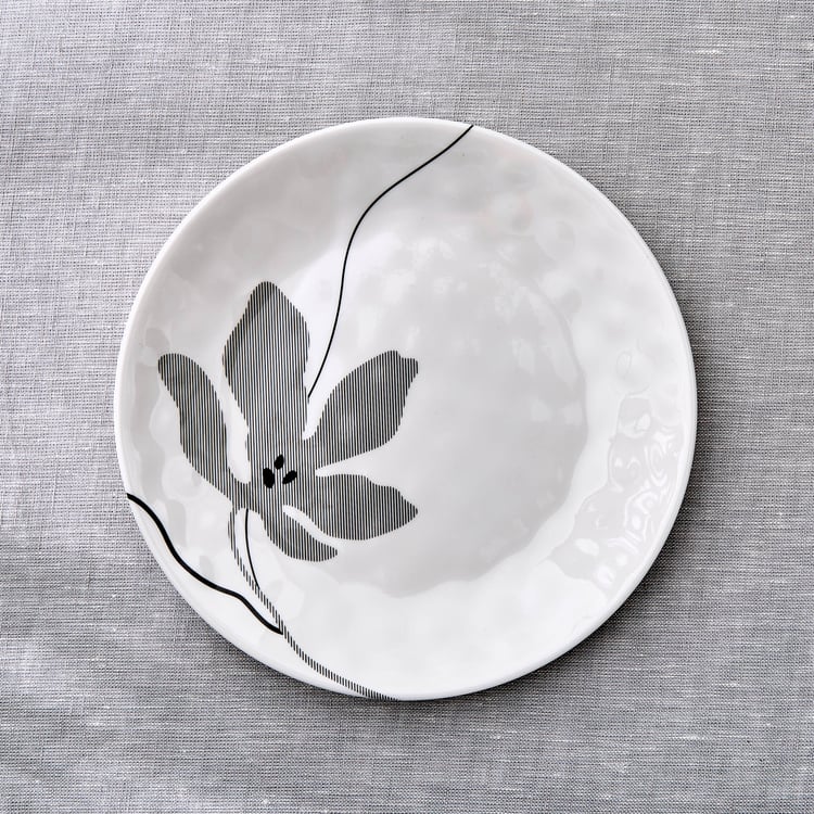 Meadows Monochrome Melamine Printed Side Plate - 18.5cm