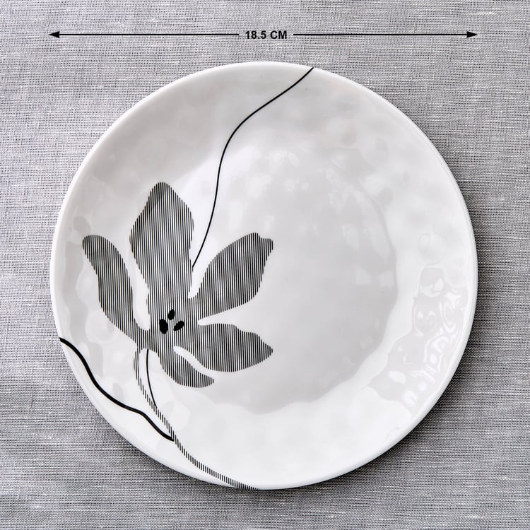 Meadows Monochrome Melamine Printed Side Plate - 18.5cm